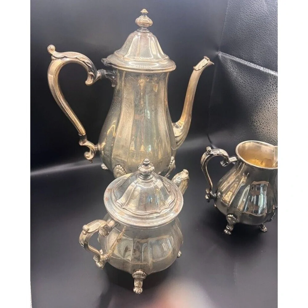 Antique Silverplate Tea Coffee Set Chippendale International Silver Co‎ Sugar &